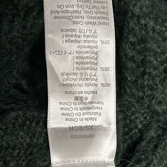 Madewell Charley Pullover Alpaca Blend Forest Green sweater oversize Sz XS - Picture 7 of 7